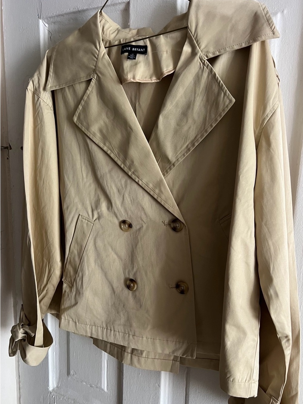 Lane Bryant Tan Double-Breasted Trench-Style Coat beige new never worn 1x